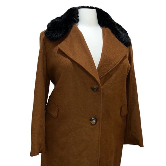 Calvin Klein Single-Breasted Wool Blend Faux-Fur Coat Size 3X NWT - Picture 4 of 16